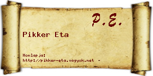 Pikker Eta névjegykártya